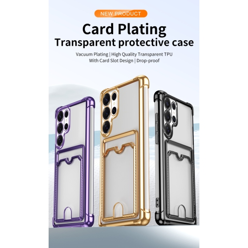 This ultra-thin, drop-resistant soft case for the Samsung Galaxy S24 Ultra has four corners, a transparent design, and card slot protection - Peak