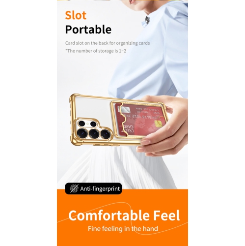 This ultra-thin, drop-resistant soft case for the Samsung Galaxy S24 Ultra has four corners, a transparent design, and card slot protection - Peak