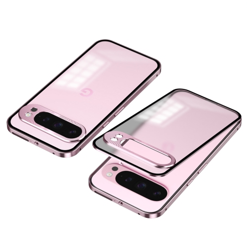Compatible with Google Pixel 9 pro XL Metal Frame Single-Sided Snap-On Phone Case - Rose Pink