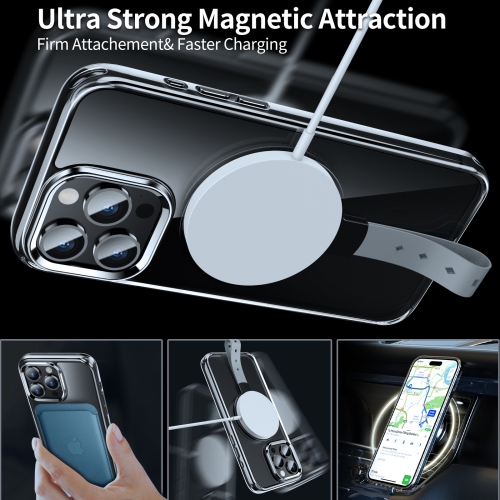 iPhone 15 Pro Max Stand and Lanyard Case 14 Two-in-1 Shock-Resistant Metal Case - Transparent Black with Gray Cord