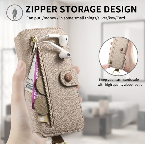 Suitable for Samsung S25 litchi texture flip leather case with multiple card slots, hardware wristband and ring buckle, shockproof and drop-resistant