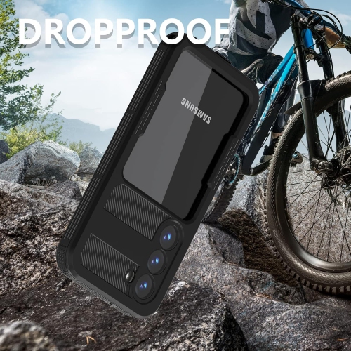 Suitable for Samsung S23 Ultra diving mobile phone case anti-drop shockproof full cover built-in screen protector - black