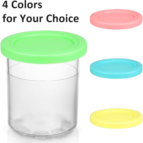 Containers Replacement for Ninja Creami Pints and Lids - 4 Pack, 16oz Cups Compatible with NC301 NC300 NC299AMZ Series