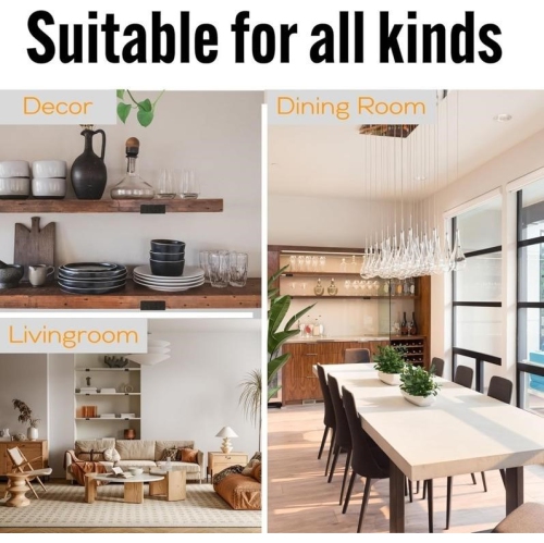 Floating Shelf Brackets | Hidden Black Carbon Steel Brackets for 6-inch Board Kitchen, Nursery | Minimalist Design for Fireplace Mantel, Bookshelves,