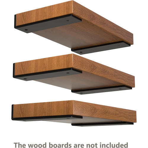 Floating Shelf Brackets | Hidden Black Carbon Steel Brackets for 6-inch Board Kitchen, Nursery | Minimalist Design for Fireplace Mantel, Bookshelves,