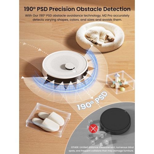 Open Box – Lefant M2 Pro Robot Vacuum and Mop, 45-Day Self-Emptying, 5500Pa Suction with Precision Mapping, Lidar Navigation, Wi-Fi/App/Alexa, Ideal