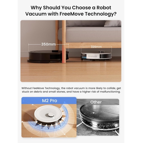 Open Box – Lefant M2 Pro Robot Vacuum and Mop, 45-Day Self-Emptying, 5500Pa Suction with Precision Mapping, Lidar Navigation, Wi-Fi/App/Alexa, Ideal