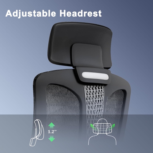 Open Box – Logicfox Ergonomic mesh Office Chair, Computer Desk Chair with 3D Armrests, Adjustable Lumbar Cushion & 2D Headrest, Black High Back