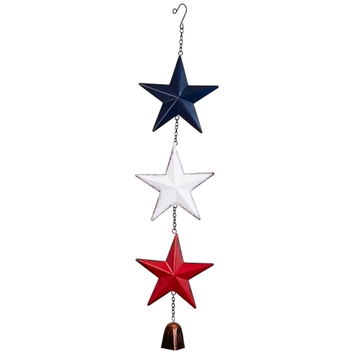 Metal Stars and Bell Hanging Patriotic Wind Chime Decoration - 26"