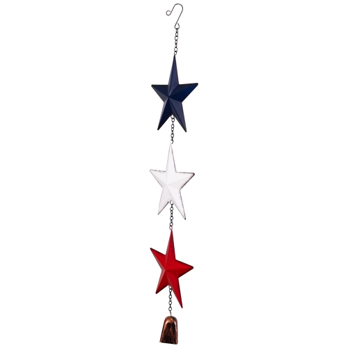 Metal Stars and Bell Hanging Patriotic Wind Chime Decoration - 26"