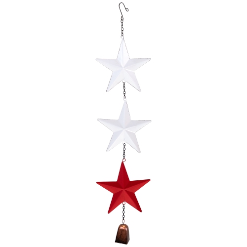 Metal Stars and Bell Hanging Patriotic Wind Chime Decoration - 26"