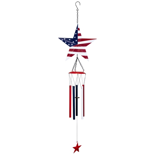 Stars and Stripes Patriotic Outdoor Garden Windchime - 36"