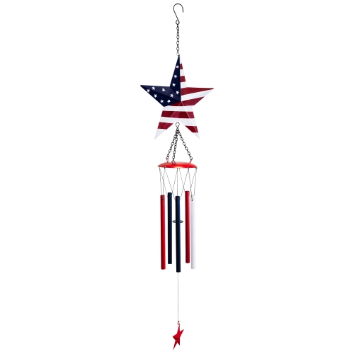 Stars and Stripes Patriotic Outdoor Garden Windchime - 36"