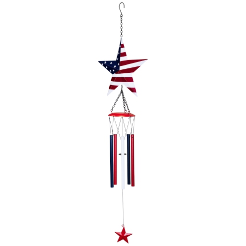 Stars and Stripes Patriotic Outdoor Garden Windchime - 36"