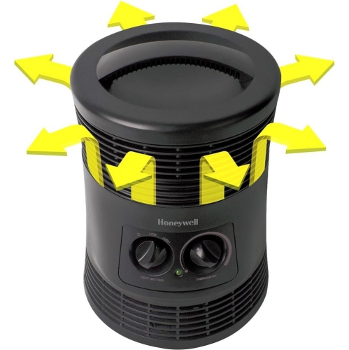 Honeywell HHF370BC 360° Digital Surround Heat Fan Forced Space Heater for Bedroom, Office, Indoor Space, Black