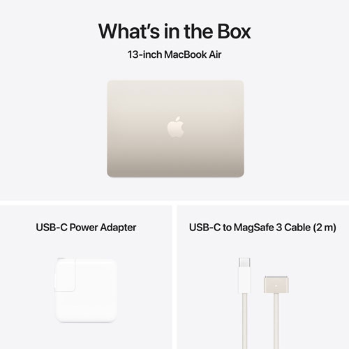 Open Box - Apple MacBook Air 13.6" w/ Touch ID - Starlight (Apple M3 / 16GB RAM / 256GB SSD) - English