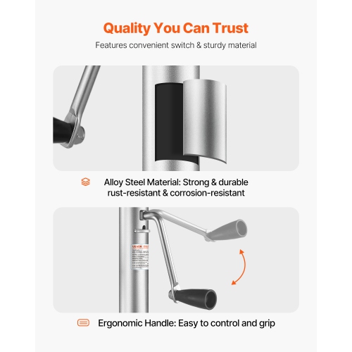 VEVOR 1500 lbs Load Trailer Jack with Wheel, Heavy Duty Swivel Boat Trailer Jack with PP Single Wheel & Ergonomic Handle, 12-inch Lift, Fit for RVs,