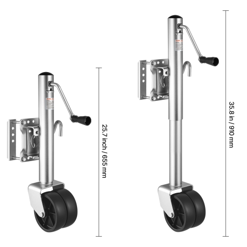 VEVOR 1500 lbs Load Trailer Jack with Wheel, Heavy Duty Swivel Boat Trailer Jack with PP Single Wheel & Ergonomic Handle, 12-inch Lift, Fit for RVs,
