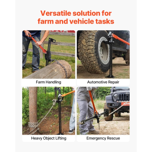 VEVOR 34" Farm Jack, Utility High Lift Farm Jack, 3.18 Ton Capacity Ratcheting Off Road Utility Jacks, Heavy-Duty Lift Jacks with 5.12"-28" Lifting
