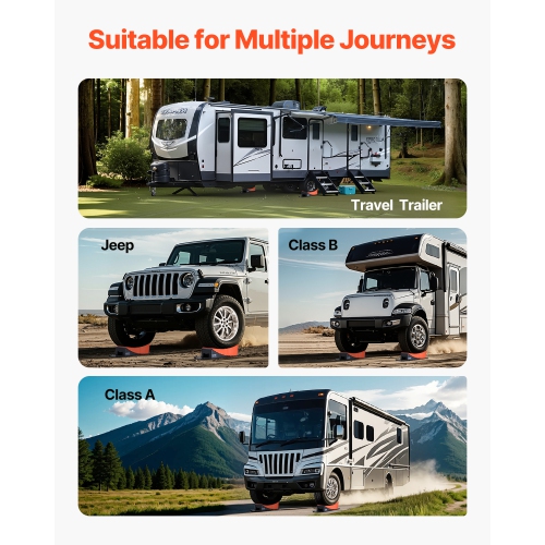 VEVOR 2 Pcs Camper Levelers, RV Leveling Blocks, up to 8818.5lbs Camper Wheel Chocks, Max. 4" Leveling Height Heavy Duty Curved Levelers, with