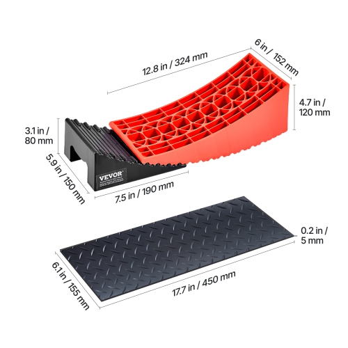 VEVOR 2 Pcs Camper Levelers, RV Leveling Blocks, up to 8818.5lbs Camper Wheel Chocks, Max. 4" Leveling Height Heavy Duty Curved Levelers, with