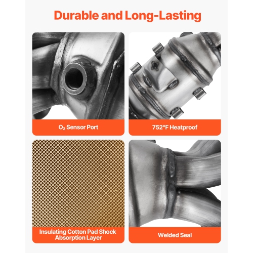 VEVOR 1.6L L4 Catalytic Converter, Compatible with Kia Soul Rio/Hyundai Veloster Accent, Front, Replacement OE 674-891, 16680, Stainless Steel High