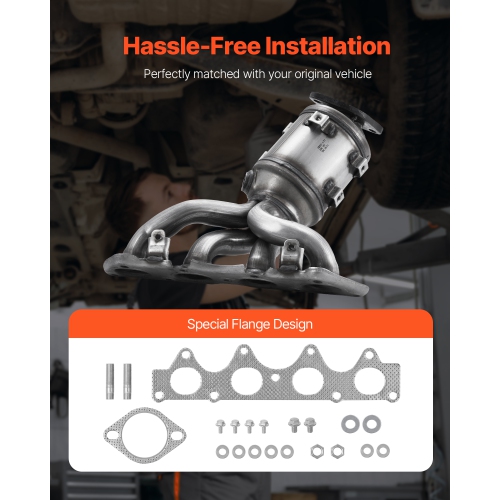 VEVOR 1.6L L4 Catalytic Converter, Compatible with Kia Soul Rio/Hyundai Veloster Accent, Front, Replacement OE 674-891, 16680, Stainless Steel High