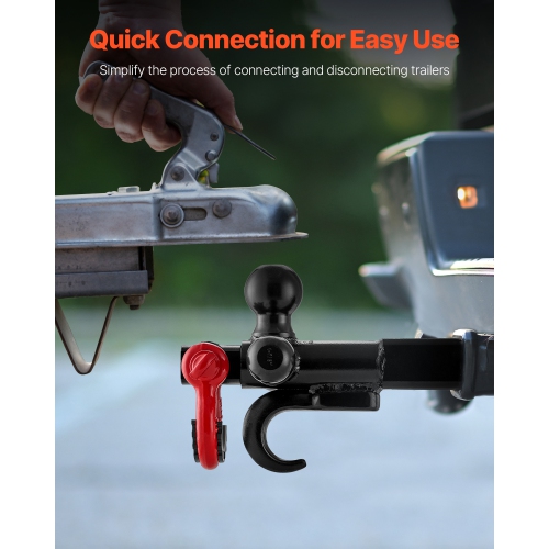 VEVOR Trailer Hitch, Tri-Ball Mount with Hook & D-ring, Trailer Ball Size 1-7/8", 2" & 2-5/16", Fit 2-Inch Hitch Receiver, Max 44000 lbs Ball Hitch,
