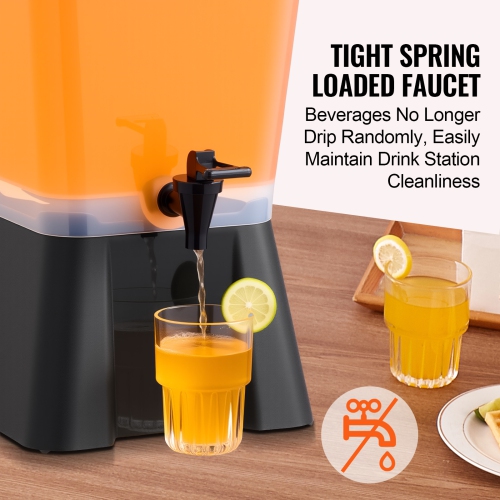 VEVOR 5 Gallon Beverage Dispenser, Drink Dispenser for Parties, Plastic Juice Dispensers with No-Drip Spigot, Iced Tea Lemonade Juice Water
