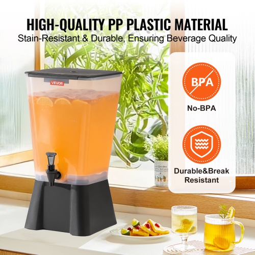 VEVOR 5 Gallon Beverage Dispenser, Drink Dispenser for Parties, Plastic Juice Dispensers with No-Drip Spigot, Iced Tea Lemonade Juice Water