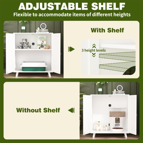 Famapy Modern Cat House with Raised Base and Storage – Stylish & Safe Indoor Pet Home for Cats,,White