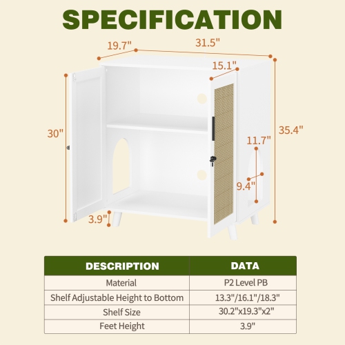 Famapy Modern Cat House with Raised Base and Storage – Stylish & Safe Indoor Pet Home for Cats,,White