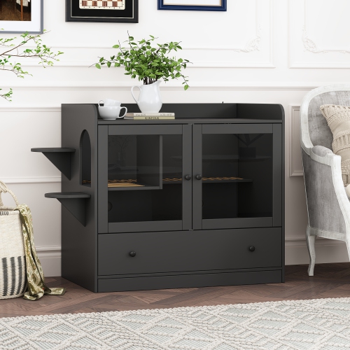 Famapy Premium Composite Indoor Medium Cat House with Elegant Design & Functional Storage – Spacious, Durable Pet Home for Cats and Small Pets,,Black