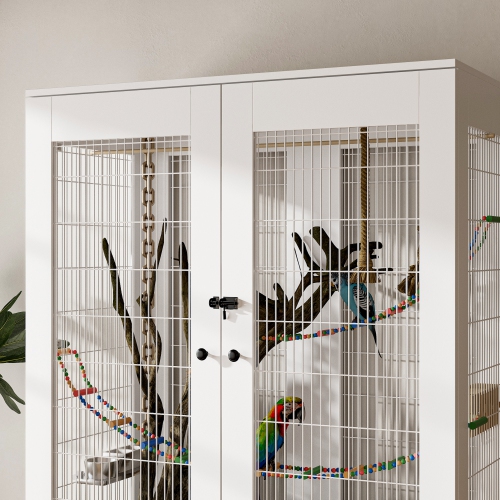 Armoire à 6 tiroirs et cadre en fil de fer Famapy – Spacieux et élégant pour les oiseaux, blanc