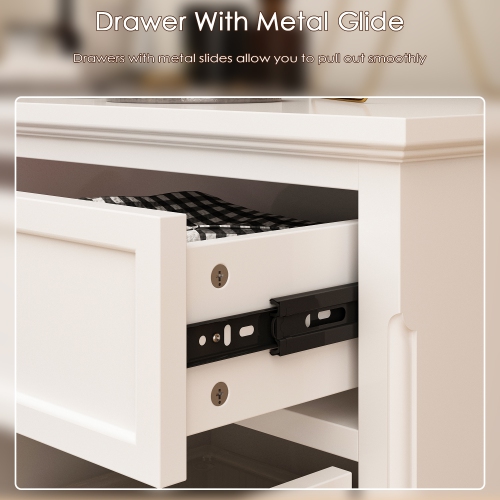 Famapy 5-Drawer Dresser with 4-Door Cabinet & Adjustable Shelves – Versatile Storage Solution for Bedroom, Living Room, or Bathroom,White