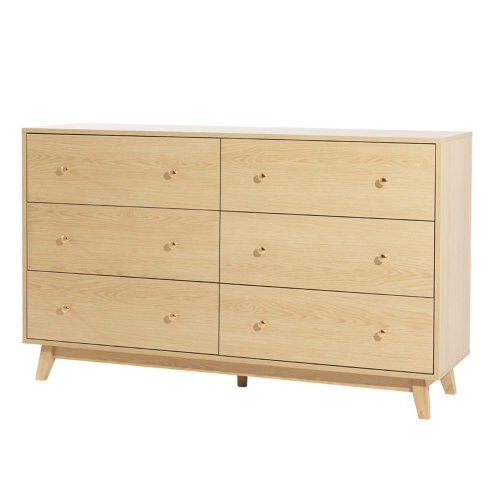 Commode à 6 tiroirs VEVOR, commode en bois à tiroirs coulissants avec dispositif antibasculement, commode minimaliste moderne, range-tout pour le
