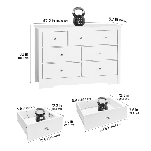 Commode à 7 tiroirs VEVOR, commode en bois à tiroirs coulissants avec dispositif antibasculement, commode minimaliste moderne, range-tout pour le