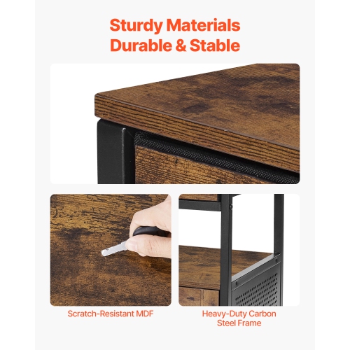 VEVOR 24.1 x 14.2 x 27.8 in Coffee Bar Cabinet, Farmhouse Coffee Bar Cabinet with 4-Tier Storage, Movable Coffee Bar Table with Wheels & Mesh Door,