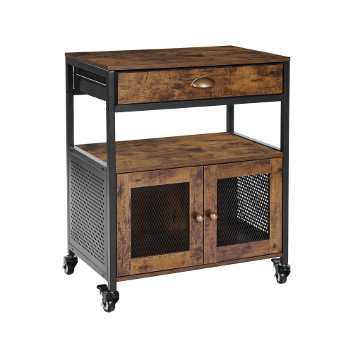 VEVOR 24.1 x 14.2 x 27.8 in Coffee Bar Cabinet, Farmhouse Coffee Bar Cabinet with 4-Tier Storage, Movable Coffee Bar Table with Wheels & Mesh Door,