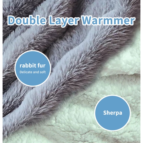 Extra Long-Lasting 12-Hour Electric Heated Blanket with Dual Control - Ultra-Thermal Plush Sherpa Heating, 9 Heat Settings & Auto Shut-Off - Overheat