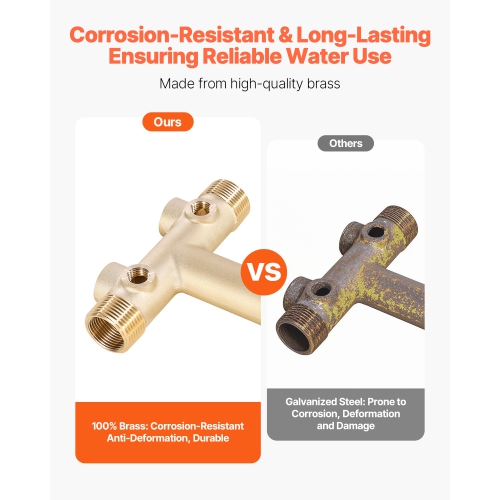 VEVOR 1" x 11" Well Pressure Tank Tee Kit, with 40/60PSI Switch, 7-Pieces Pure Brass Pressure Tank Installation Kit for Water Well, Fit Most Tanks