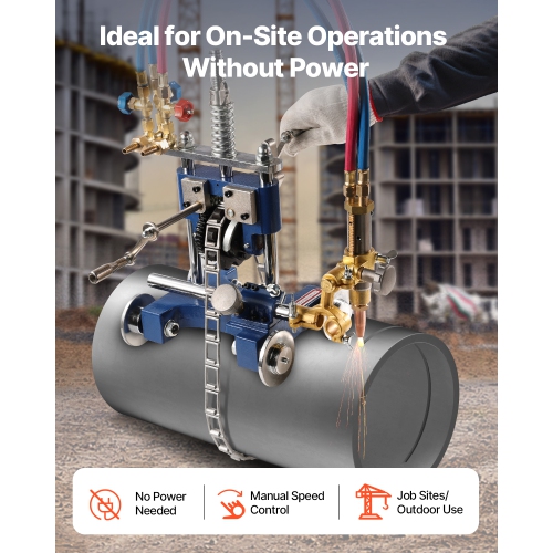 VEVOR CG2-11Y Manual Pipe Cutting Machine, 0.2"-2" Thick Pipe Beveling Machine with 82-in Chain, 0°-45° Adjusted Angle Gas Cutting Machine with 3