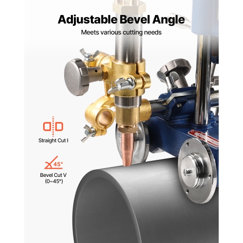 VEVOR CG2-11Y Manual Pipe Cutting Machine, 0.2"-2" Thick Pipe Beveling Machine with 82-in Chain, 0°-45° Adjusted Angle Gas Cutting Machine with 3