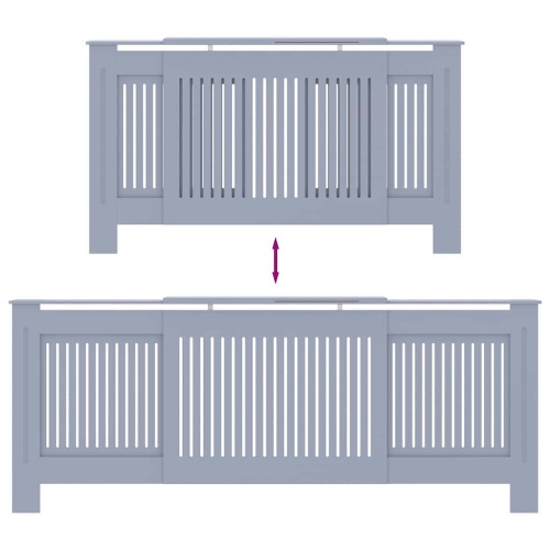 vidaXL Radiator Cover 2 pcs Grey 205 x 20.5 x 81.5cm Engineered Wood