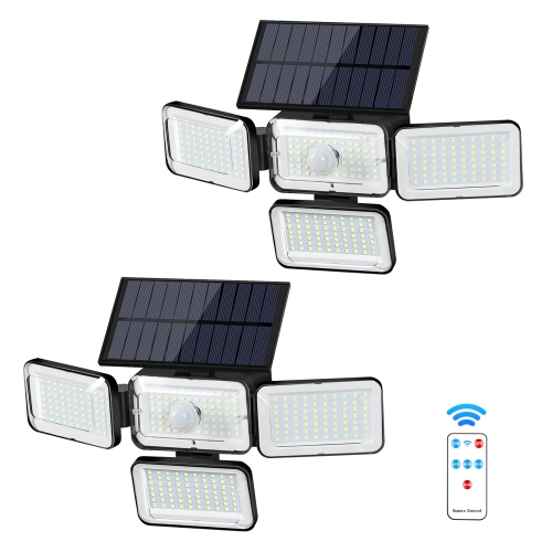 Ensemble de 2 lampes murales solaires avec télécommande Éclairage blanc brillant écoénergétique pour entrée de jardin de patio de style moderne