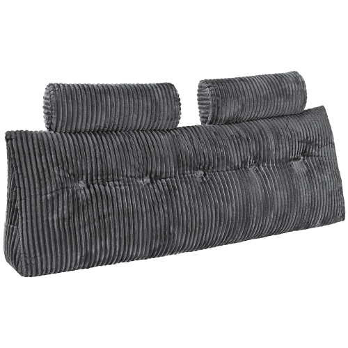 VEVOR Queen Size Headboard Pillow, Wedge Headboard Pillow with 2 Side Pockets and 2 Headrests, Bed Wedge Pillow with Washable Flannel Cloth, for