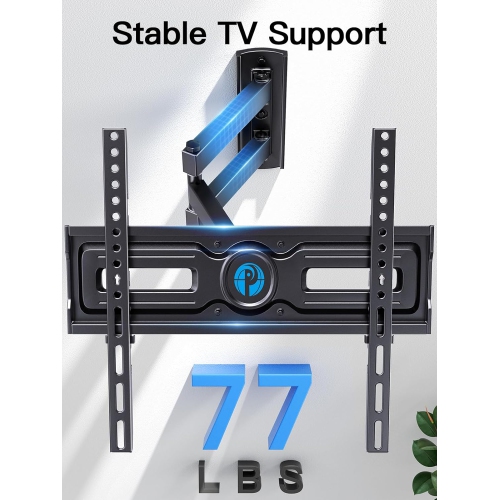 Full Motion TV Wall Mount for 26-60 inch Flat & Curved TVs, Height Adjustable Corner Wall Mount Bracket with Articulating Arm, Swivel Extension Tilt,