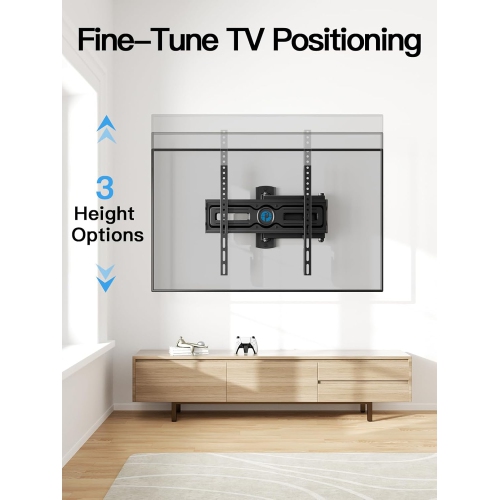 Full Motion TV Wall Mount for 26-60 inch Flat & Curved TVs, Height Adjustable Corner Wall Mount Bracket with Articulating Arm, Swivel Extension Tilt,