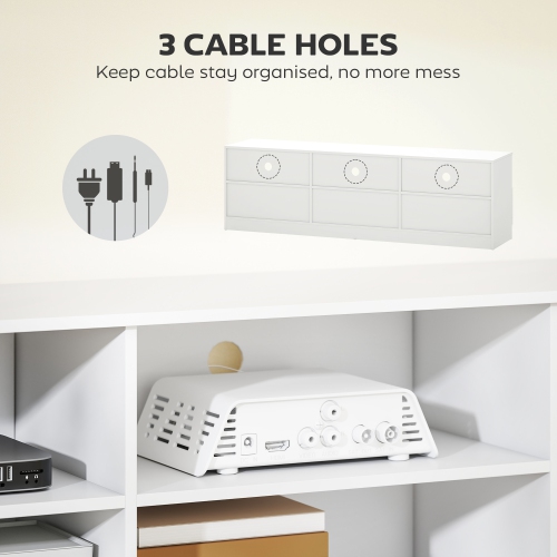 HOMCOM TV Stand with Storage, Modern TV Table with 3 Cabinets and 3 Open Shelves for 65-85 Inch Television, Entertainment Center with Cable