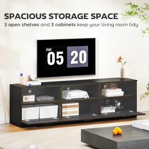 HOMCOM TV Stand with Storage, Modern TV Table with 3 Cabinets and 3 Open Shelves for 65-85 Inch Television, Entertainment Center with Cable